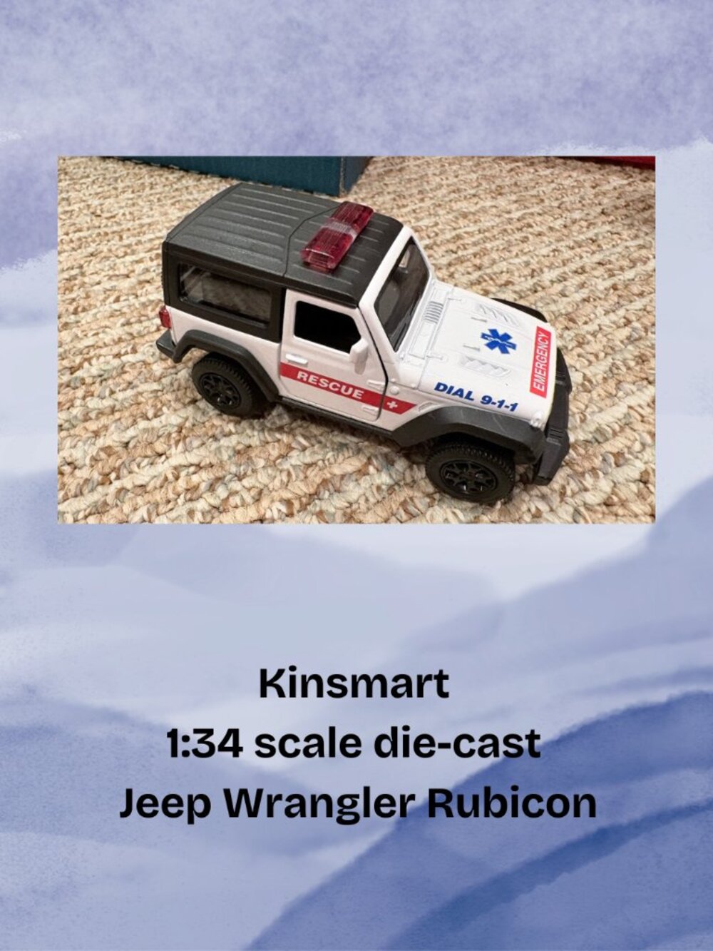 Kinsmart 1:34 scale die-cast Jeep Wrangler Rubicon